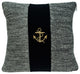 HomeRoots 18" x 5" x 18" Nautical Blue Cotton Pillow Cover With Down Insert