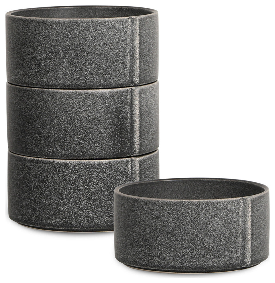 Stone Lain Bao Stoneware Bowl Set of 4, Charcoal