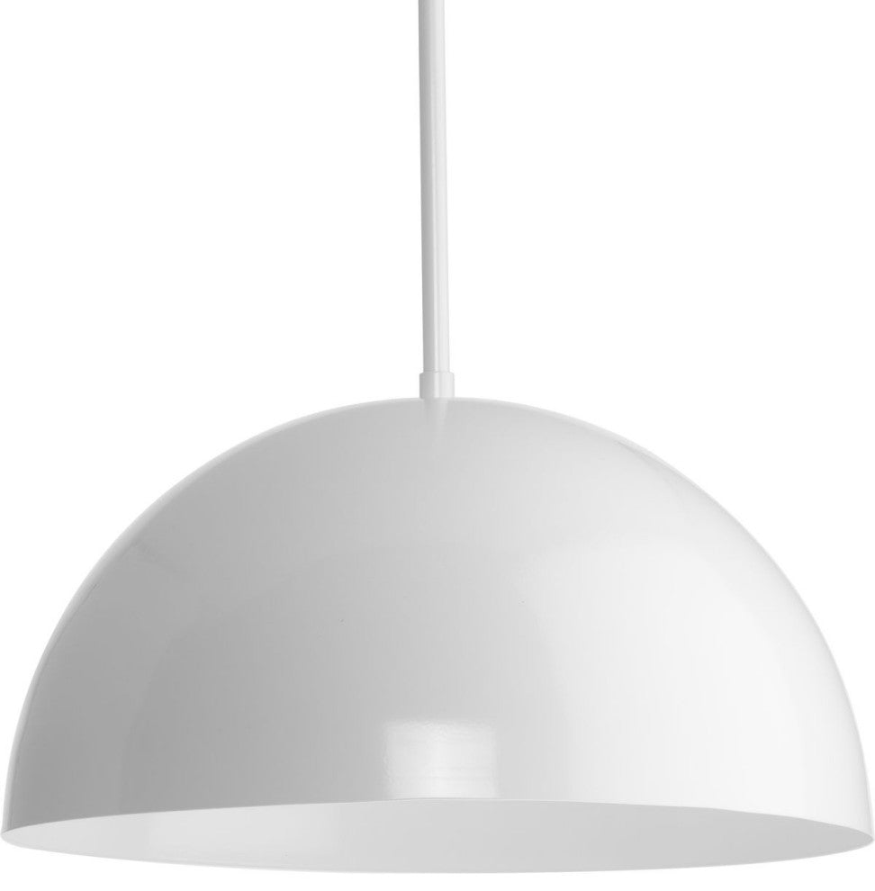 Perimeter Collection One-Light White Mid-Century Modern Pendant With metal Shade