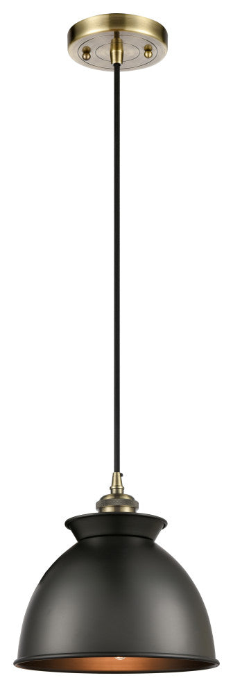 Innovations 516-1P-AB-M14-BK-LED Adirondack 1 Light Mini Pendant, Antique Brass