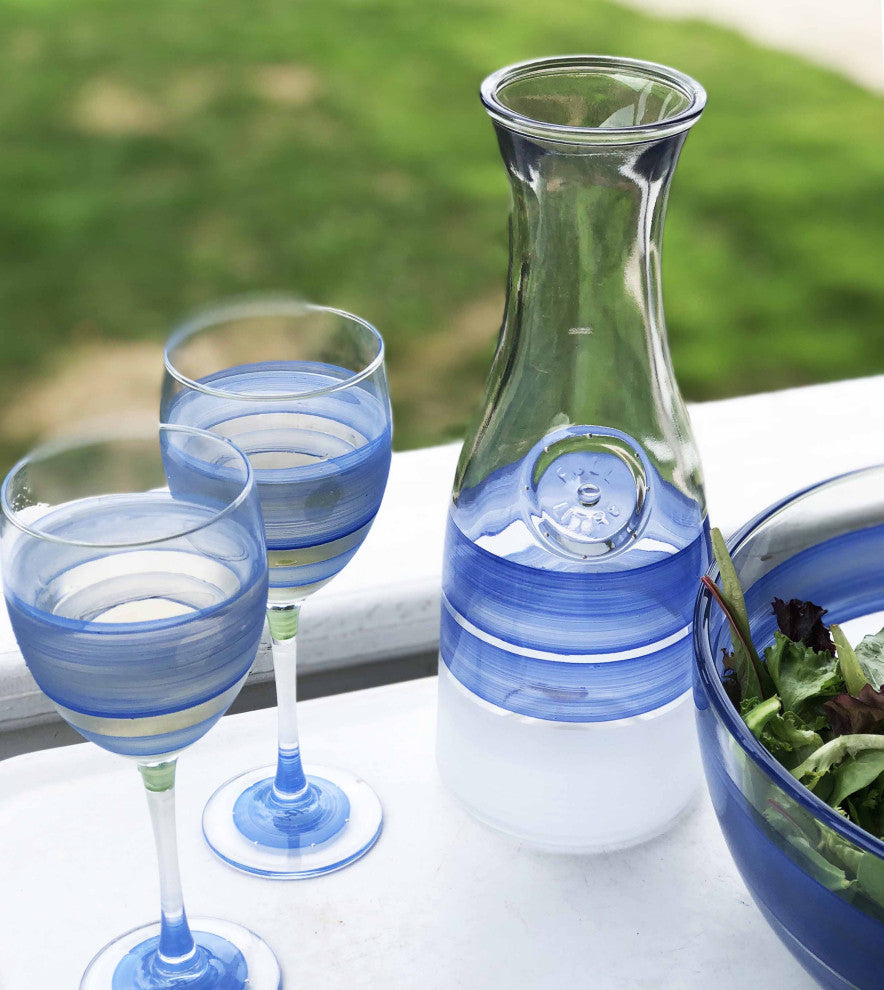 Retro Stripe Blue Carafe