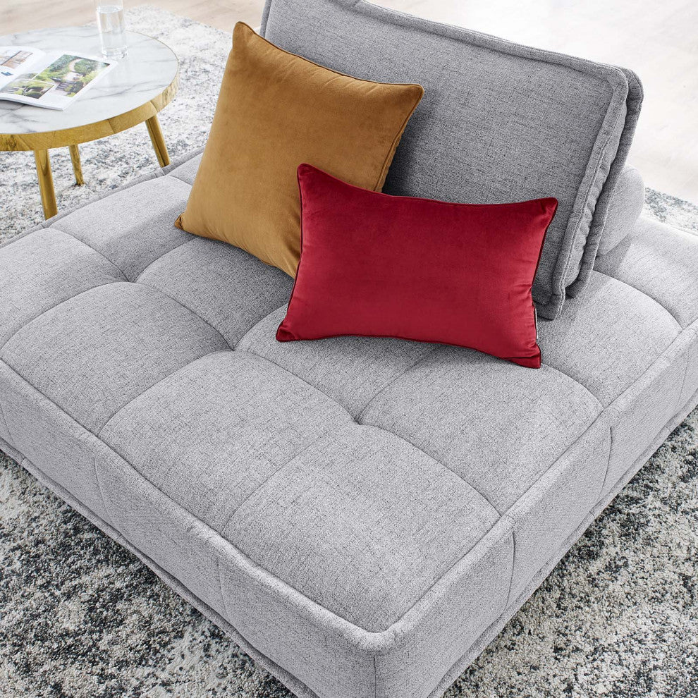 Saunter Tufted Fabric Armless Chair Light Gray