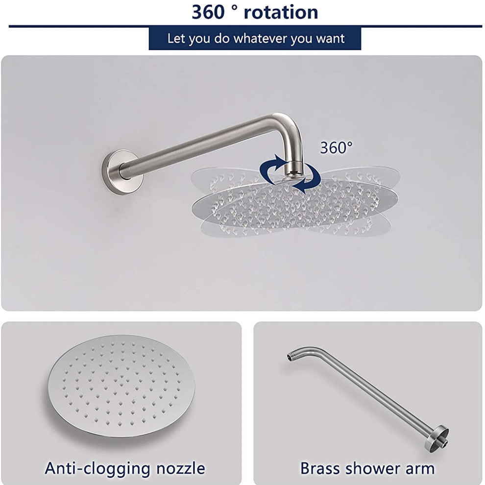 10" Wall Mounted Shower System, Brushed Nickel