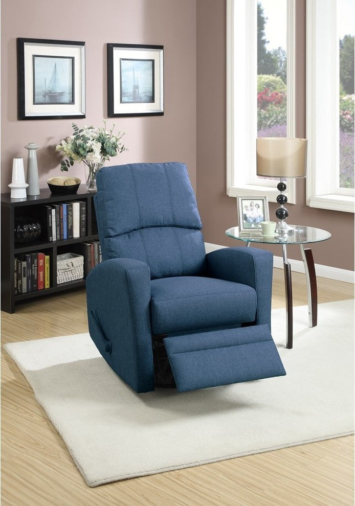 Swivel Recliner Chair, Navy Polyfiber Fabric Blue
