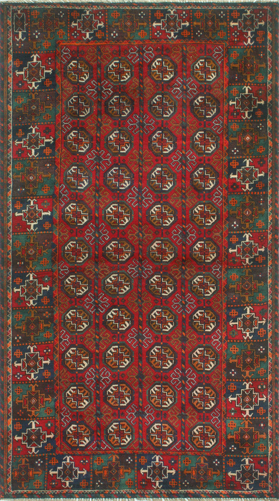 Vintage Distressed Maxwell Red/Green Rug, 3'8x6'7