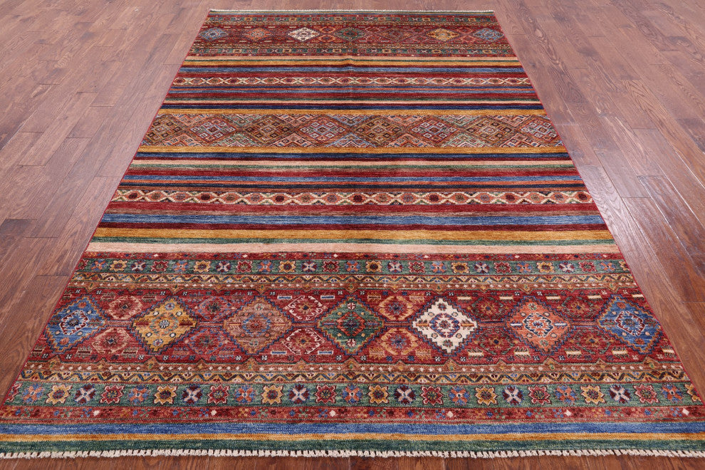 Handmade Khorjin Super Kazak Wool Rug 6' 8" X 9' 10" Q10742