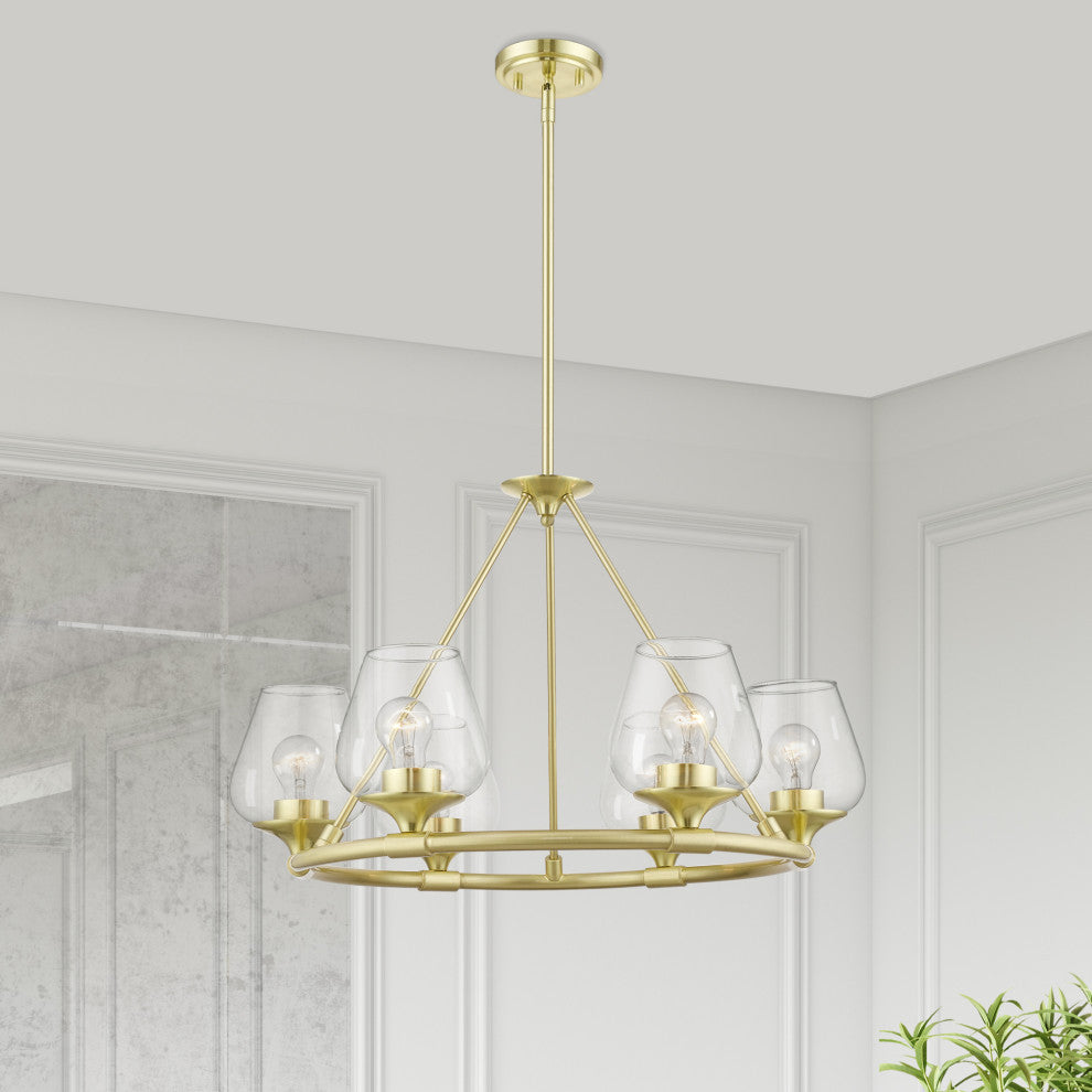 Willow 6 Light Satin Brass Chandelier