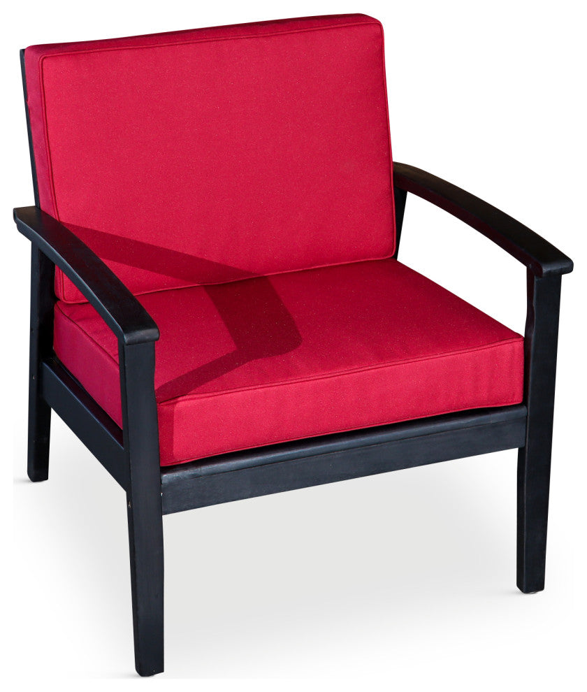 DTY Outdoor Living Longs Peak Eucalyptus Chair W/ Cushions, Espresso, Burgundy