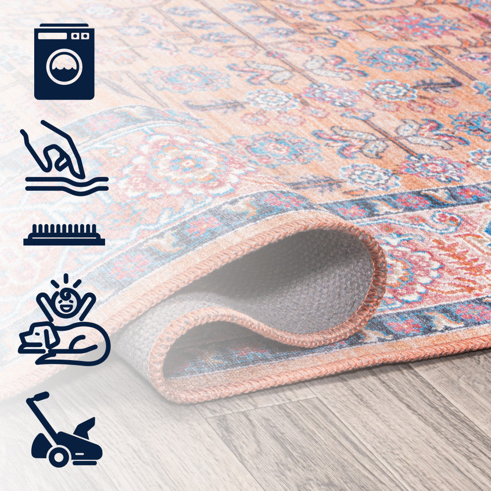 Kemer All-Over Persian Machine-Washable Area Rug