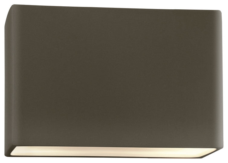 Ambiance Small Rectangle (Outdoor) LED Wall Sconce, Closed, Pewter Green, LED