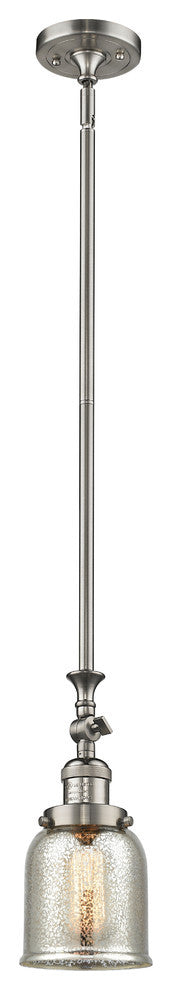 Small Bell 1-Light LED Pendant, Brushed Satin Nickel, Glass: Silver Mercury