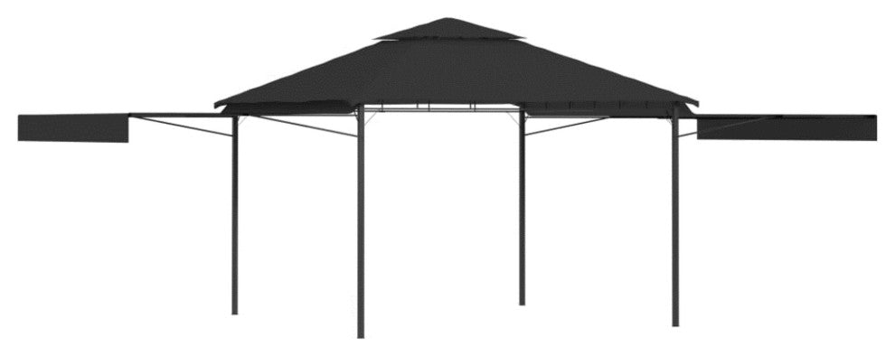 vidaXL Gazebo with Double Extending Roofs 9.8'x9.8'x9' Anthracite 0.6 oz/ft?
