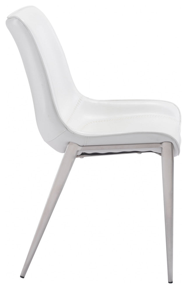 Stich White Faux Leather Side or Dining Chairs Set of 2 Chairs