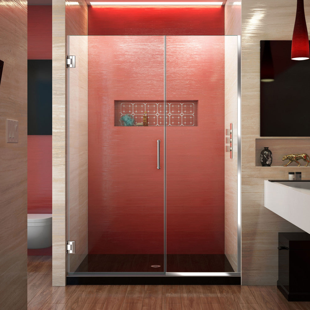 DreamLine Unidoor Plus 51.5" to 52"x72" Hinged Shower Door, Chrome