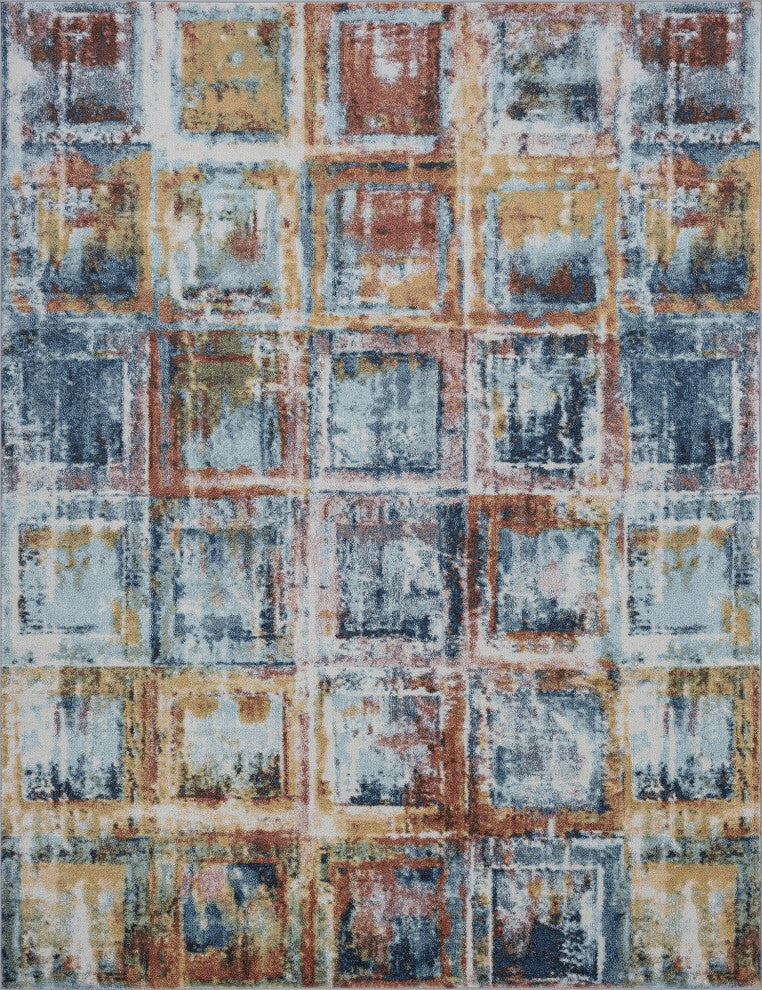 Rowan Contemporary Abstract Area Rug, Navy, 5' X 7'