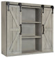 Cates Decorative Wood Wall Storage Cabinet with Sliding Barn Doors, Gray 2 Doors