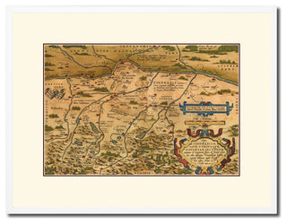 Germany Bavaria Old Map Print On Canvas With Frame Art Collection 16" X 21"