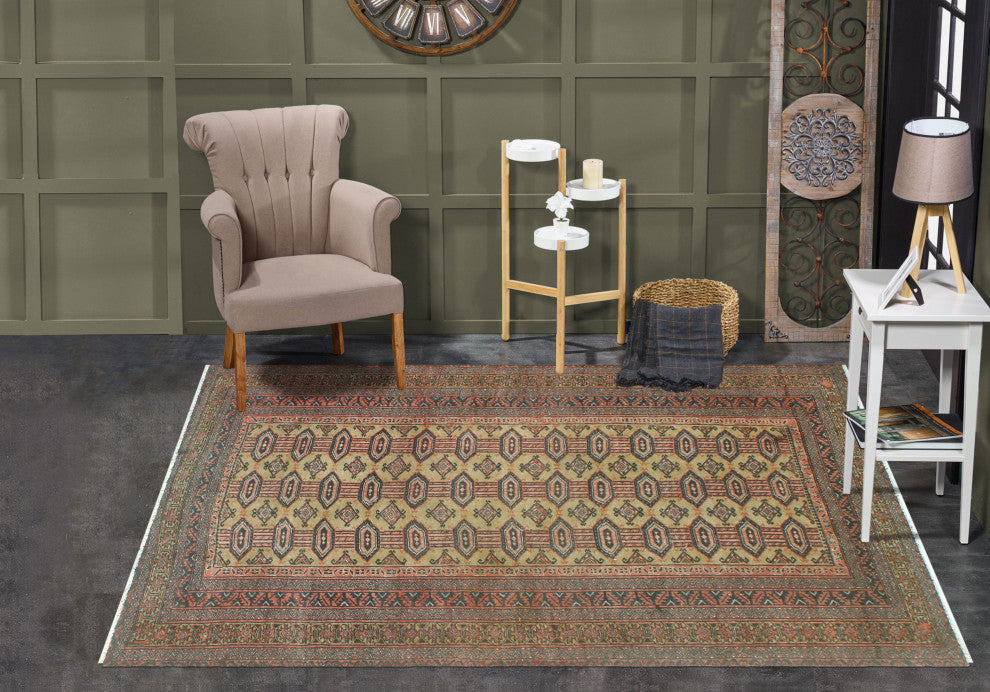 Vintage Distressed Daniella Beige/Rust Rug, 3'8x6'7