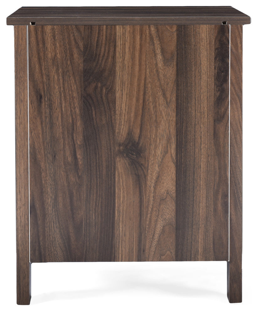 Titeca Contemporary 2 Drawer Nightstand, Medium Brown