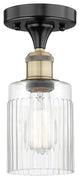 Hadley-1 Light 5" Semi-Flush Mount-Black Antique Brass, Clear Glass Shade
