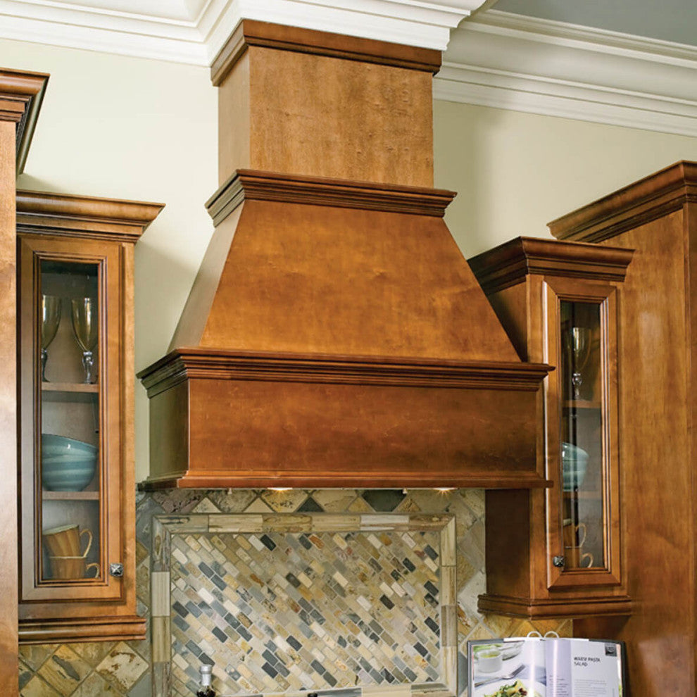 Castlewood Traditional Chimney Hood - Maple, 48", 620 Cfm Ventilator W/ Liner