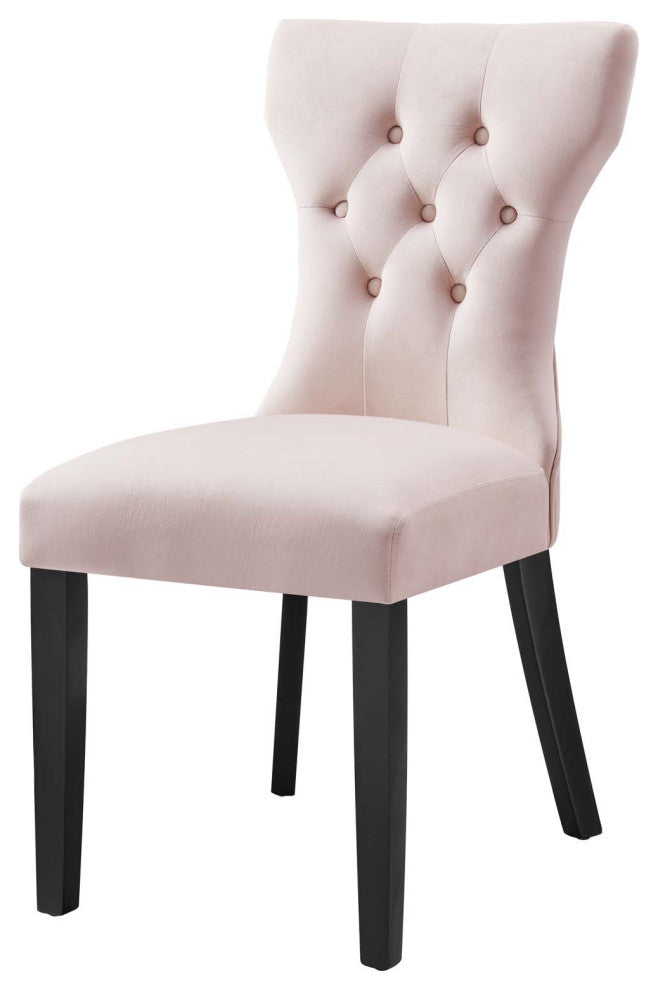 Side Dining Chair, Set of 2, Pink, Velvet, Modern, Cafe Bistro Hospitality