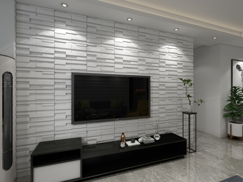 White Bricks 3D Wall Panels, Set of 10, Covers 26.9 Sq Ft