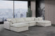 Comfy Upholstered U-Shaped Modular Sectional, Cream, 6-Piece: 2 Armless Chair, 2 Corner Chair, 2 Ottoman, Linen Textured Fabric