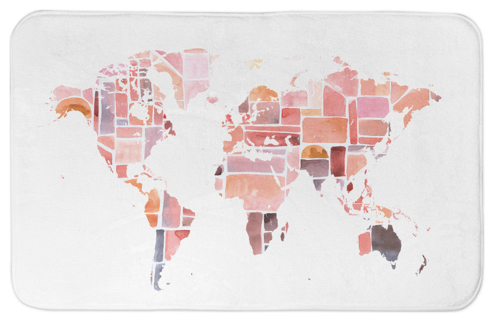 Colorful World Map 34x21 Bath Mat