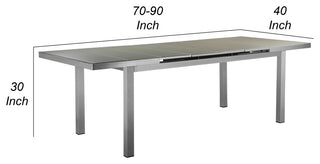 Benzara BM287827 Kylo 90" Dining Table, Smooth Gray Aluminum Frame, Outdoor