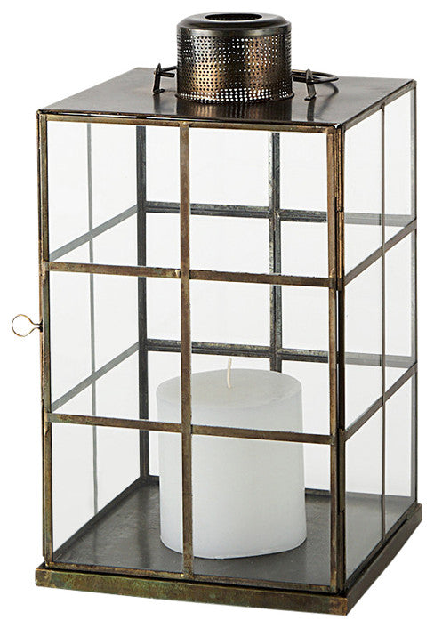 Grimwig, Small, 8Lx8Wx15H Gold Glass Lantern