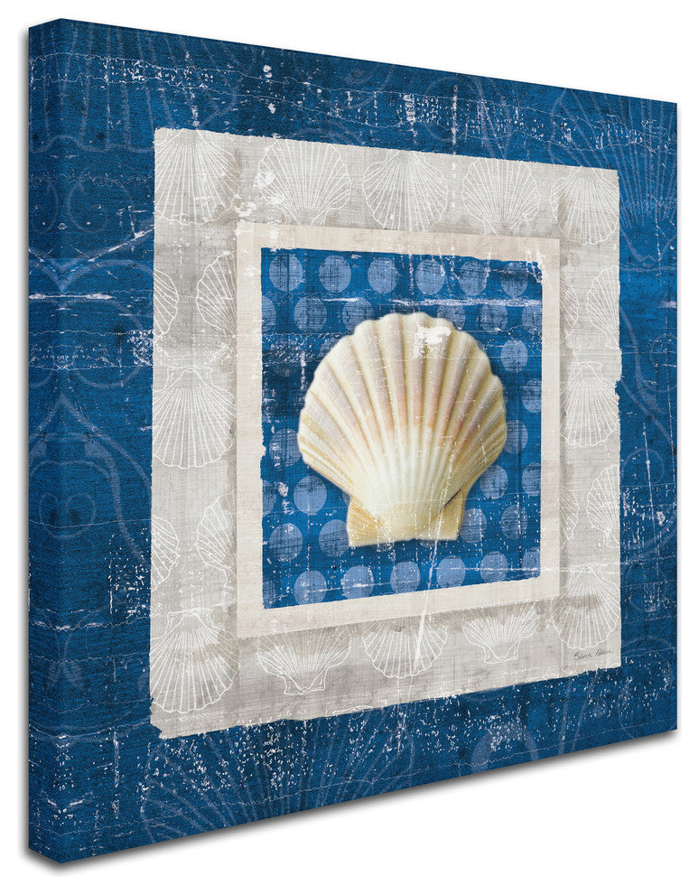'Sea Shell III on Blue' Canvas Art by Belinda Aldrich