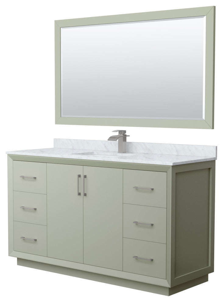 Wyndham WCF414160SLGCMUNSM58 Strada 60" Single Bathroom Vanity in Light Green
