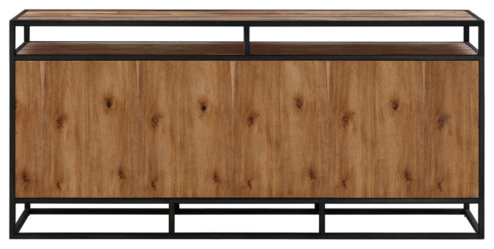 Ludgate 3 Drawer Sideboard Buffet, Acacia And Black Metal