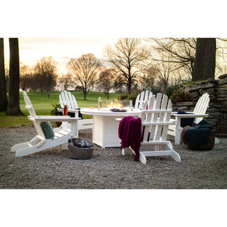 Folding Adirondack 6-Piece Conversation Fire Pit Table Set, White