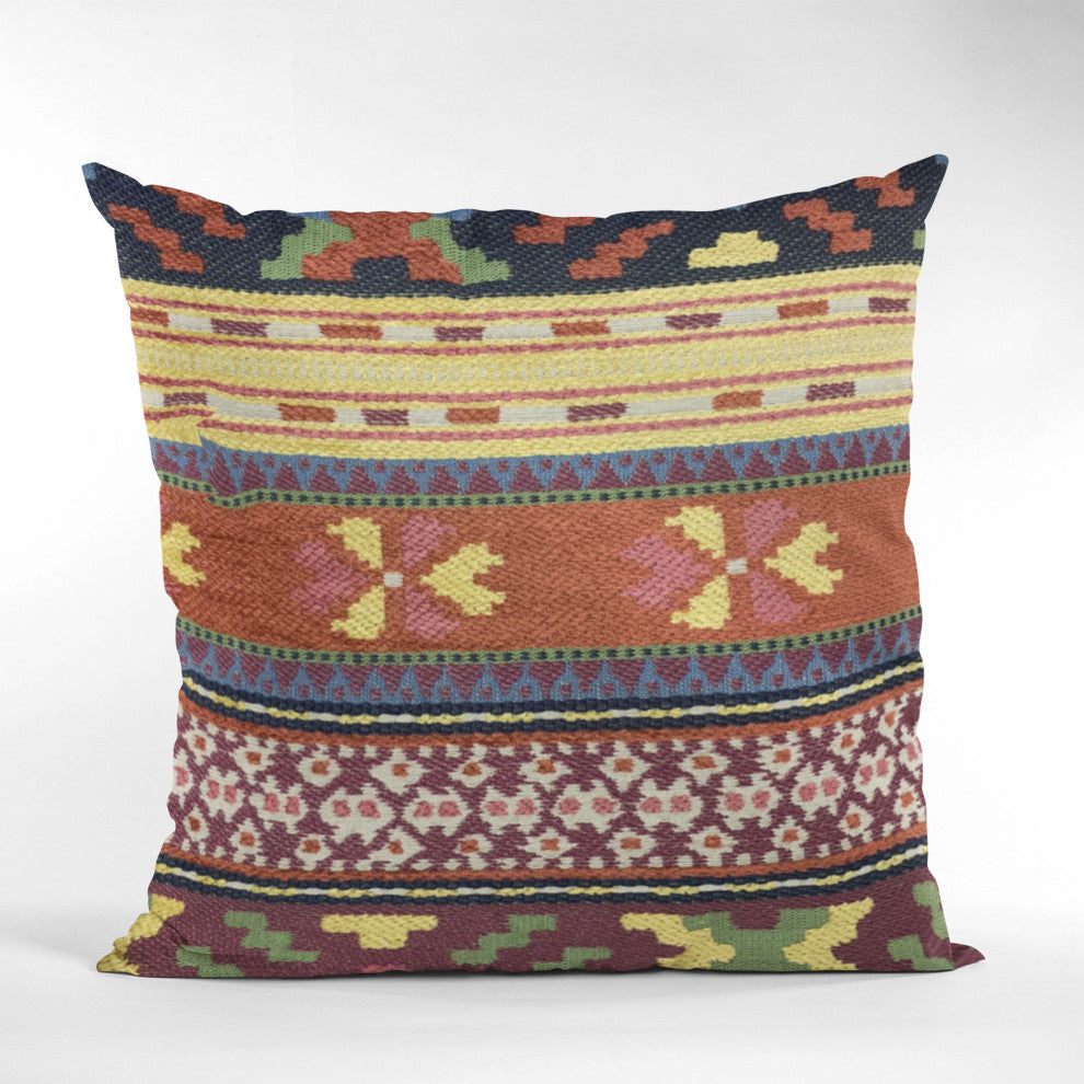 Plutus Multi-Color Unique Lanes Border Luxury Throw Pillow, 12"x20"