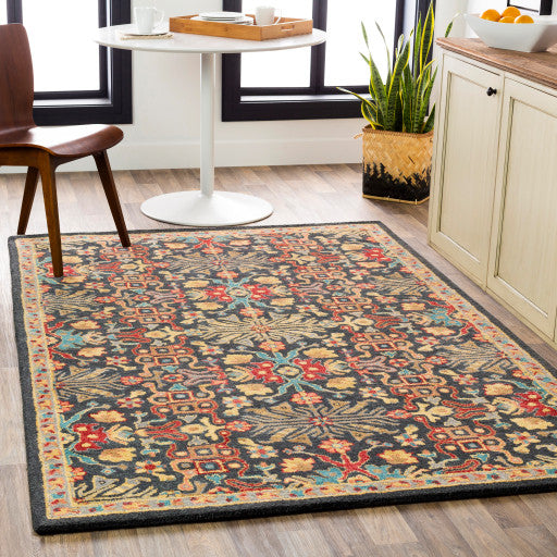 Surya Tabriz TBZ-1006 5'x7'6" Rug, Peach/Red/Wheat/Gray/Cream/Gray/Camel/Teal