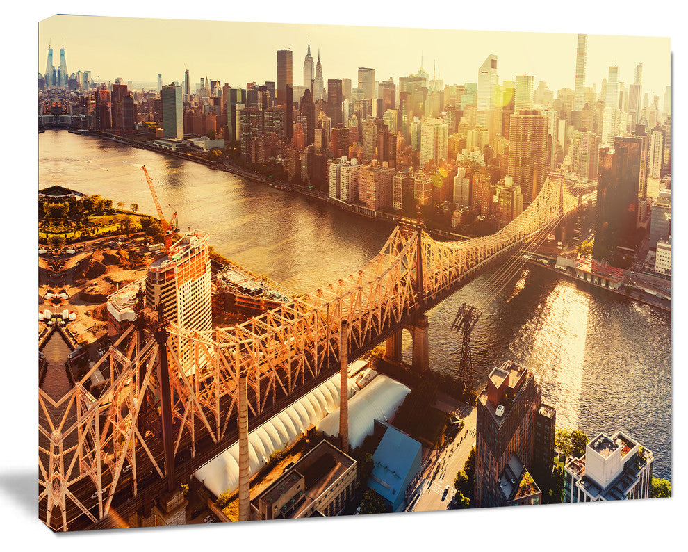 Queensboro Bridge over East River, Large Cityscape Canvas Art Print, 60"x28"