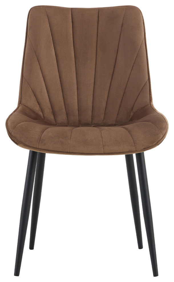 20 in.W Indoor Velvet 4 Dining Chairs with Cushions and Coated Legs, Brown