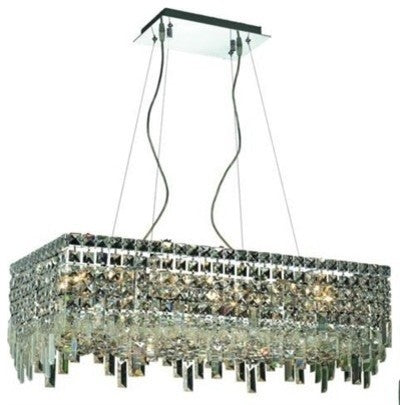 Elegant Maxim Dining Room Light, Chrome Finish With Royal Cut Crystal