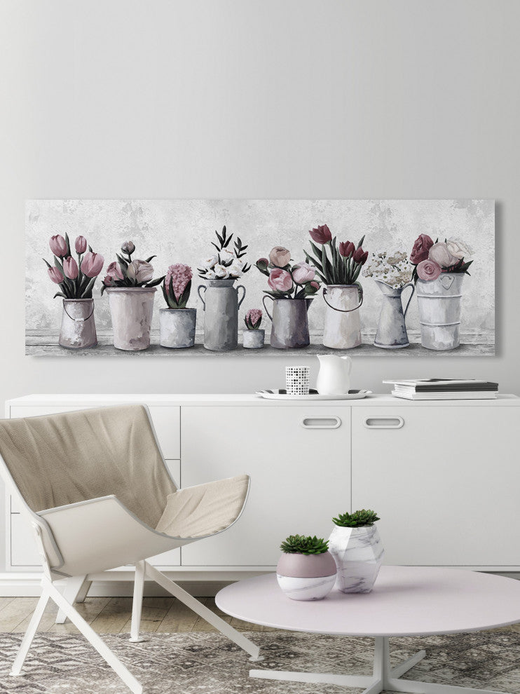 "Fresh Pink Tulips" Painting Print on Wrapped Canvas