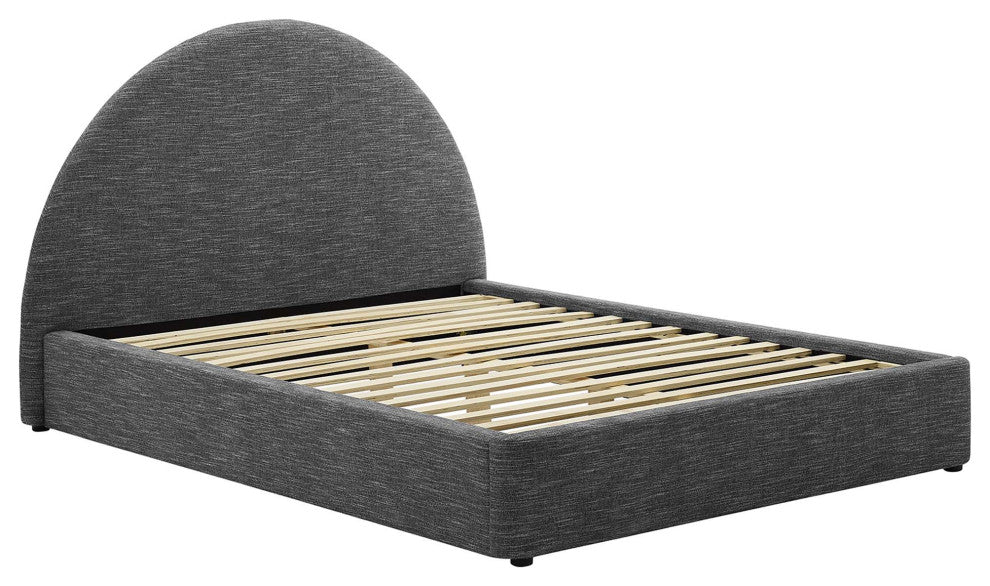 Resort Upholstered Fabric Arched Round Full Platform Bed