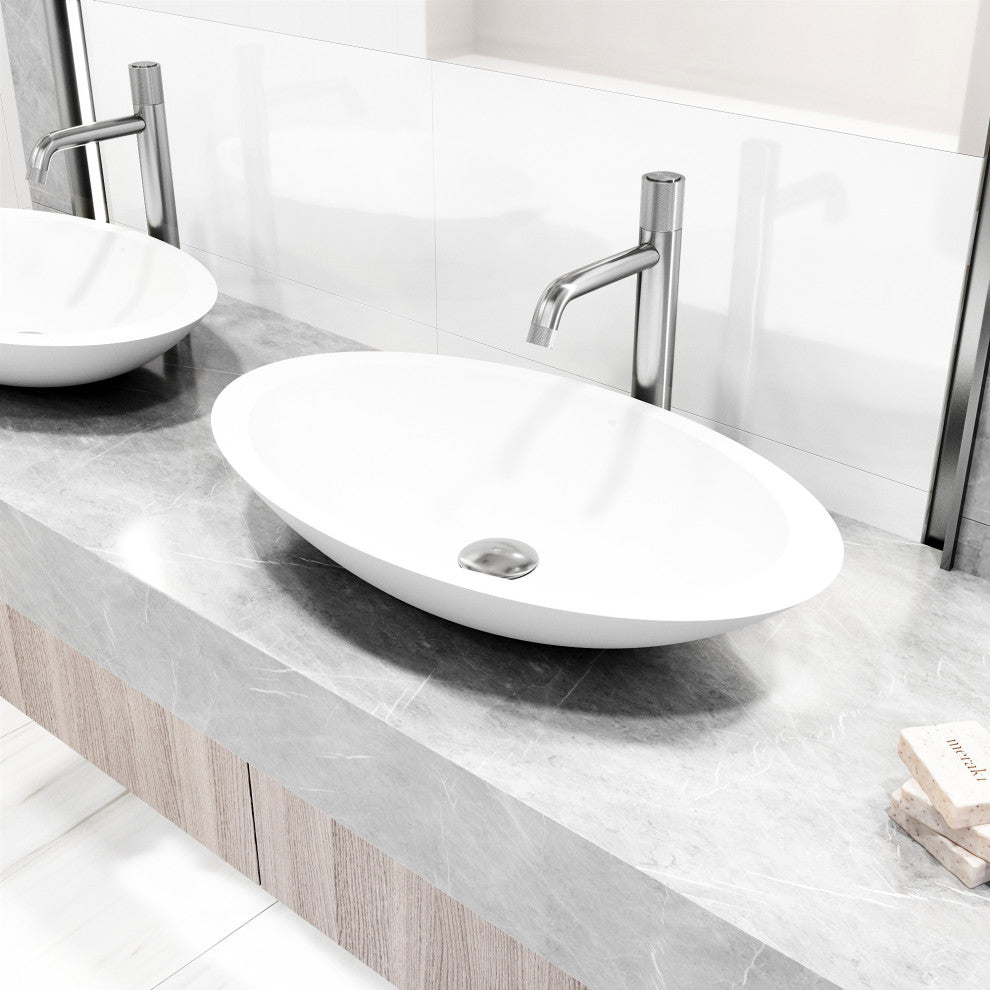 Wisteria 23"L x 14"W MatteStone Vessel Sink and Apollo 12"H Faucet Set