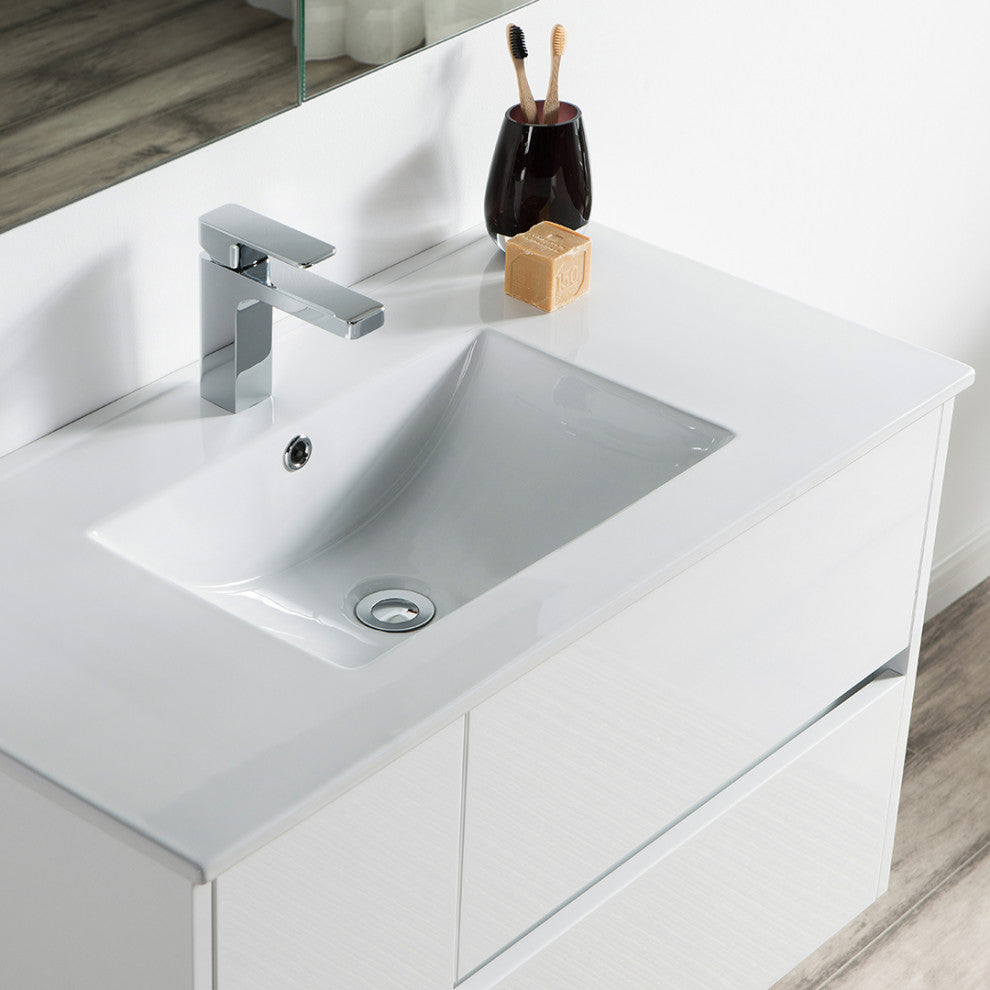 Blossom Valencia 36" Vanity Set, Glossy White, Medicine Cabinet
