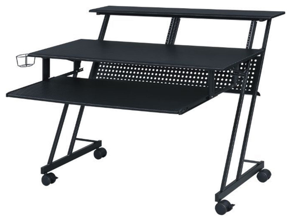 Rectangular Music Desk With Wheels, Black