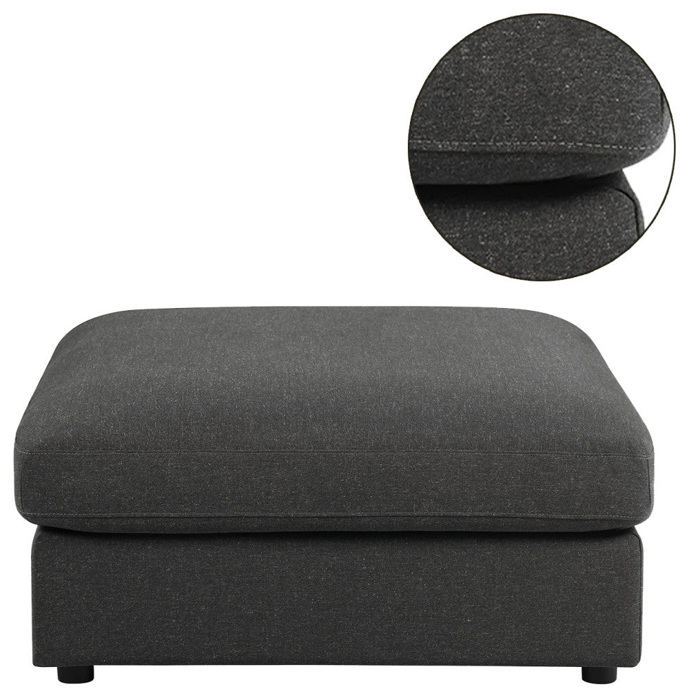 Upholstered Rectangular Ottoman, Charcoal