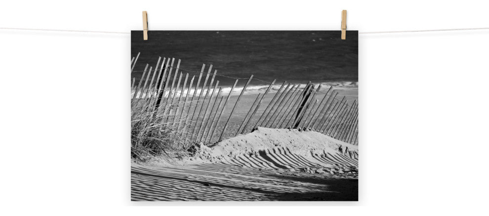 Sandy Beach Fence Landscape Photo, Beach Unframed Wall Art Print, 18" X 24"
