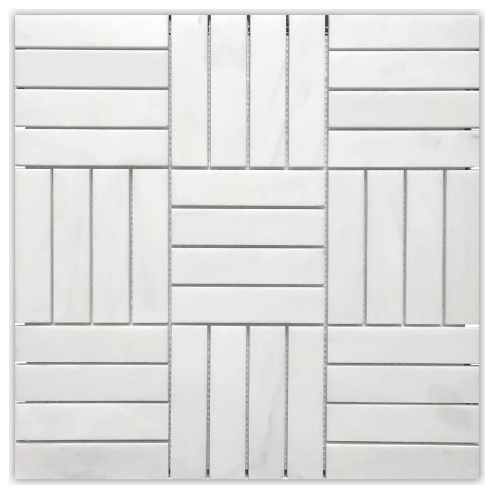 Bianco Dolomiti Honed 1x4 Stacked Brick Marble Mosaic