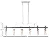 Salinda 6-Light Bar, Matte Black & Brushed Nickel/Clear Bubble