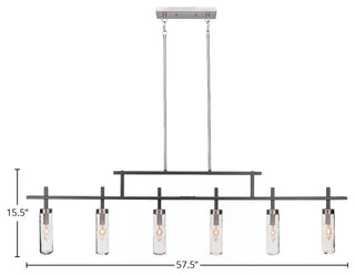 Salinda 6-Light Bar, Matte Black & Brushed Nickel/Clear Bubble